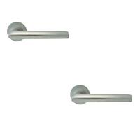 2x PAIR Straight Mitred Bar Handle on Round Rose Concealed Fix Satin Chrome Loops Multi One Size