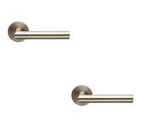 2x PAIR Straight Mitred Bar Handle on Slim Round Rose Concealed Fix Satin Steel Loops Metallics One Size