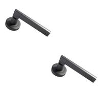 2X Pair Straight Plinth Mounted Handle On Round Rose Concealed Fix Matt Bronze