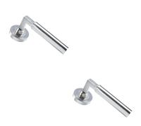 2x PAIR Straight Round Bar Handle on Round Rose Concealed Fix Satin Nickel