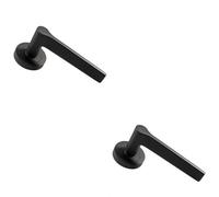 2x PAIR Straight Rounded Handle on Round Rose Concealed Fix Matt Bronze