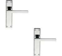 2x PAIR Straight Square Handle on Latch Backplate 180 x 40mm Polished Chrome