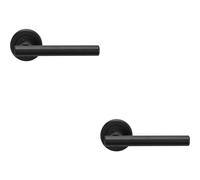 2x PAIR Straight T Bar Handle on Round Rose Concealed Fix Matt Black Finish Loops Black One Size