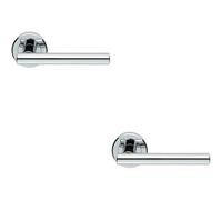 2x PAIR Straight T Bar Handle on Round Rose Concealed Fix Polished Chrome