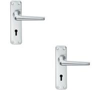 2X Pair Straight Tapered Handle On Lock Backplate 152 X 41mm Satin Aluminium