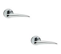 2x PAIR Straight Tapered Handle on Round Rose Concealed Fix Polished Chrome