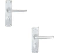 2X Pair Straight Tapered Lever On Bathroom Blackplate 152 X 41mm Satin Aluminium
