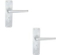 2x PAIR Straight Tapered Lever on Bathroom Blackplate 152 x 41mm Satin Aluminium