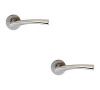 2X Pair Twisted Angular Design Handle On Round Rose Concealed Fix Satin Steel