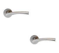 2x PAIR Twisted Angular Design Handle on Round Rose Concealed Fix Satin Steel