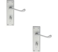 Loops 2x PAIR Victorian Scroll Handle on Bathroom Backplate 150 x 43mm Satin Chrome Loops Multicolor