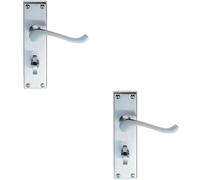 2X Pair Victorian Scroll Handle On Bathroom Backplate 155 X 41mm Satin Chrome