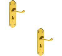 2x PAIR Victorian Scroll Handle on Bathroom Backplate 205 x 49mm Polished Brass