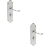 Loops 2x PAIR Victorian Scroll Handle on Bathroom Backplate 205 x 49mm Satin Chrome Loops Multicolor