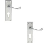 2x PAIR Victorian Scroll Handle on Euro Lock Backplate 150 x 43mm Satin Chrome Loops Multi One Size