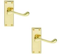 2x PAIR Victorian Scroll Handle on Latch Backplate 120 x 41mm Polished Brass