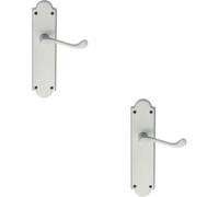 2x PAIR Victorian Scroll Handle on Latch Backplate 205 x 49mm Satin Chrome