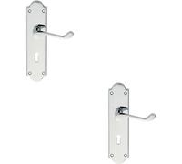 2x PAIR Victorian Scroll Handle on Lock Backplate 205 x 49mm Polished Chrome Loops Multi One Size