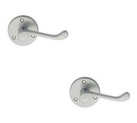 Loops 2x PAIR Victorian Scroll Lever on 58mm Round Rose Satin Chrome Door Handle Loops Multicolor