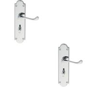 2x PAIR Victorian Scroll Lever on Bathroom Backplate 205 x 49mm Polished Chrome