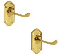2x PAIR Victorian Scroll Lever on Short Latch Backplate 112 x 48mm Brass Loops Metallics One Size