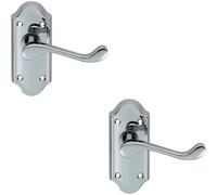 2x PAIR Victorian Scroll Lever on Short Latch Backplate 112 x 48mm Chrome