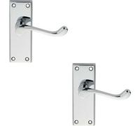2X Pair Victorian Scroll Lever On Short Latch Backplate 118 X 43mm Chrome