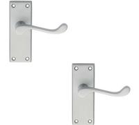 2x PAIR Victorian Scroll Lever on Short Latch Backplate 118 x 43mm Satin Chrome