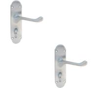 2x PAIR Victorian Upturned Handle on Bahtroom Backplate 170 x 42mm Satin Chrome