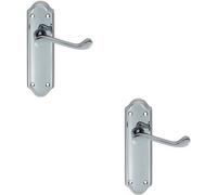 2x PAIR Victorian Upturned Handle on Latch Backplate 168 x 47mm Polished Chrome