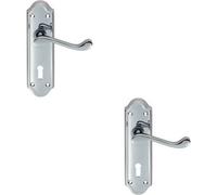 2x PAIR Victorian Upturned Handle on Lock Backplate 168 x 47mm Polished Chrome