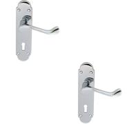 2x PAIR Victorian Upturned Handle on Lock Backplate 170 x 42mm Polished Chrome
