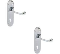 2X Pair Victorian Upturned Handle On Lock Backplate 170 X 42mm Polished Chrome