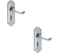 2x PAIR Victorian Upturned Lever on Bathroom Backplate 168 x 47mm Chrome