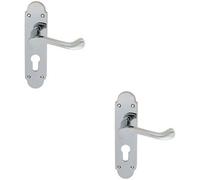 2X Pair Victorian Upturned Lever On Euro Lock Backplate 170 X 42 Polished Chrome