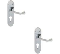 2x PAIR Victorian Upturned Lever on Euro Lock Backplate 170 x 42 Polished Chrome Loops Multi One Size