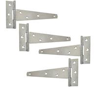 2X Pairs of Galvanised 250mm/10" T-Hinges - Zinc Gate/Trailer/Shed Tee Hinges