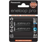 2 Panasonic eneloop pro AA 2500 mAh Rechargeable Batteries ready NiMH BK-3HCDE