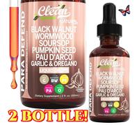 2x Para Defend Wormwood Black Walnut Cleanse For Humans Drops Liquid Soursop Garlic