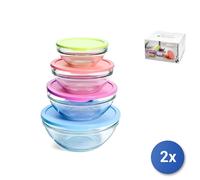2x Pasabahce Transparent Green Glass Food Storage Container Set 4-Piece