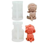 2X Pcs Little Girl Molds Wishing Girl Silicone Moulds Scented Casting Molds for Fondant Cake Decorations