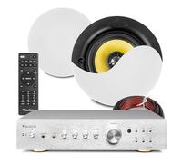 2x PD KVCS5 5.25" Ceiling Speaker System with AD220 Aluminium Amplifier - HiFi Home Audio Kit, Optical Bluetooth Input, Slim Magnetic Grilles, for Music, TV & Commercial Ceiling Installations