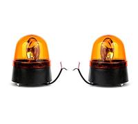 2x Permanent Mount Halogen Rotating Orange Recovery Beacon Roof Lamps 24V H1