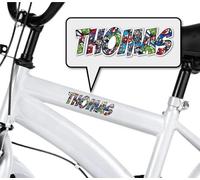 2X Personalised Name Bike Frame Stickers Superhero Font, Kids Custom Bicycle Scooter Car Balance Trike Wheelchair Lunch Box Decal