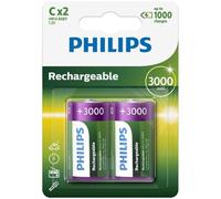 4x Philips C Size 3000 mAh Rechargeable Batteries LR14 HR14 Ready To Use UK NEW