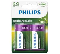 Philips Rechargeable D Size 3000 mAh Batteries 1.2v LR20 HR20 MONO NiMH Radio x6
