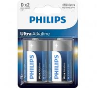 2x PHILIPS Ultra Alkaline D LR20 1.5V Batteries Mono Blister