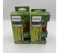 2x Philips Ultra Efficient LED Light Bulb Clear 40W E27 Warm White 2700K