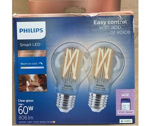 2x Philips WiZ E27 60W LED Cool white & warm white A60 Non-dimmable Light bulb