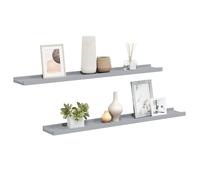 vidaXL 2x Picture Frame Ledge Shelves Grey MDF Wood Shelf Home Living Room